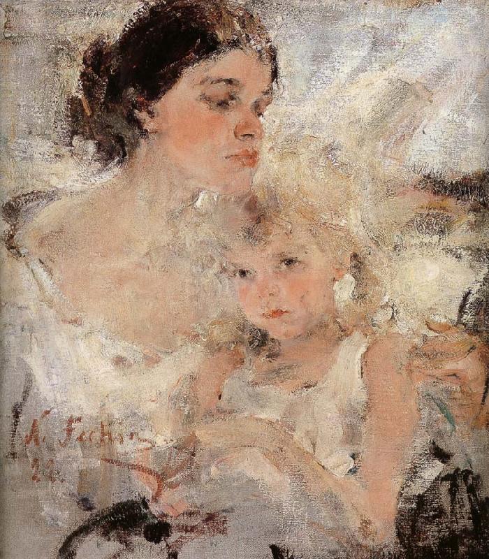 Nikolay Fechin Artist-s Wife and his daughter oil painting image